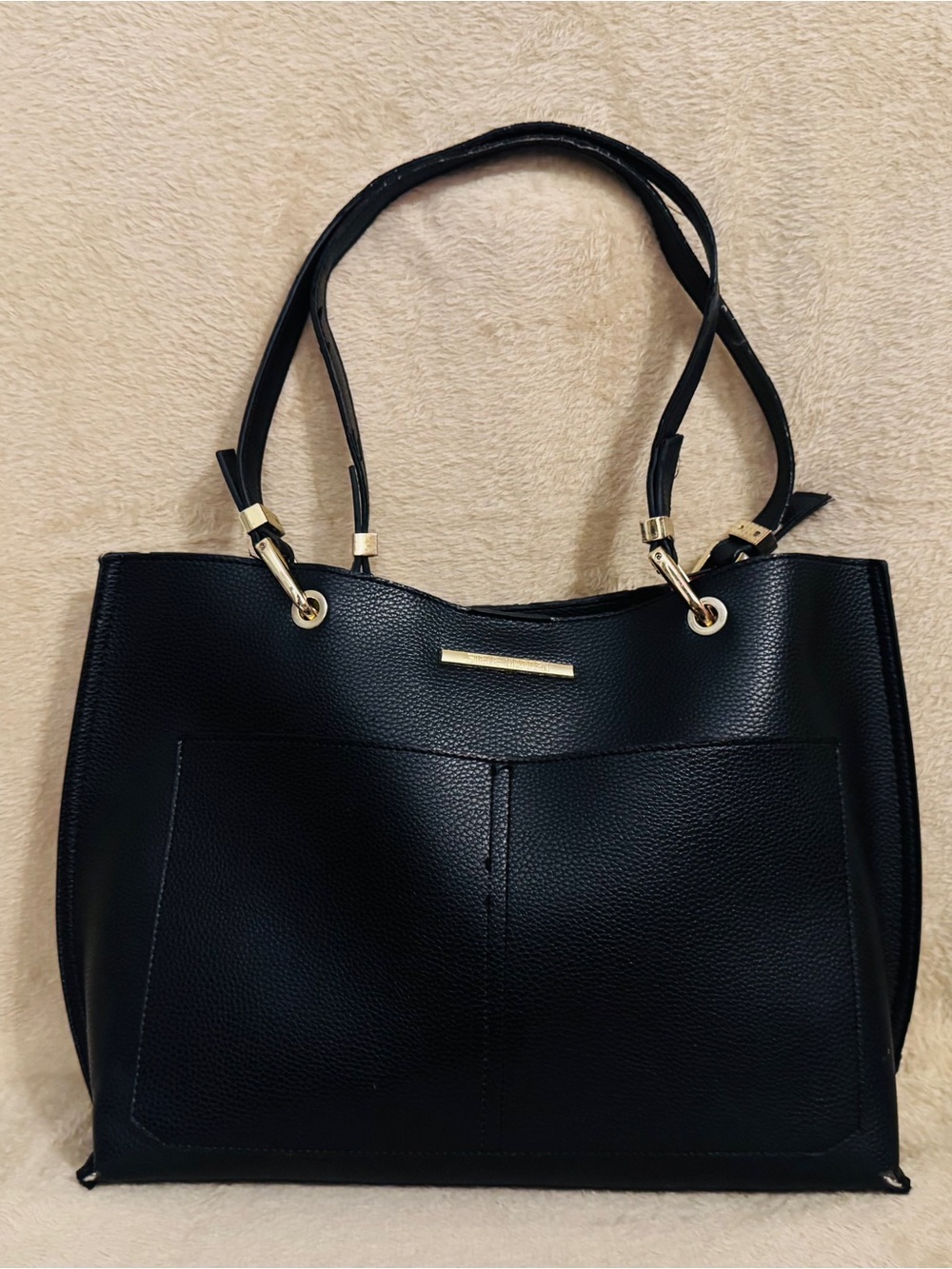 Steve Madden Black Tote with Gold Hardware